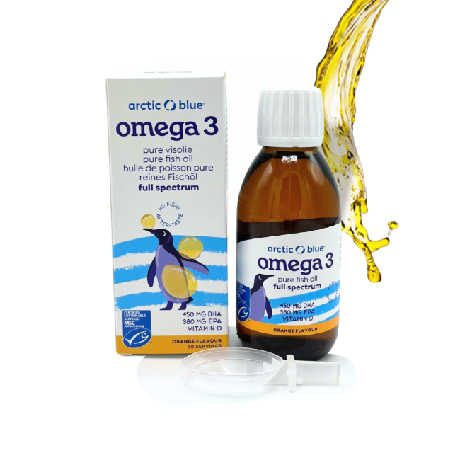 Arctic Blue Omega 3 visolie (sinaasappelsmaak) - 150 ml